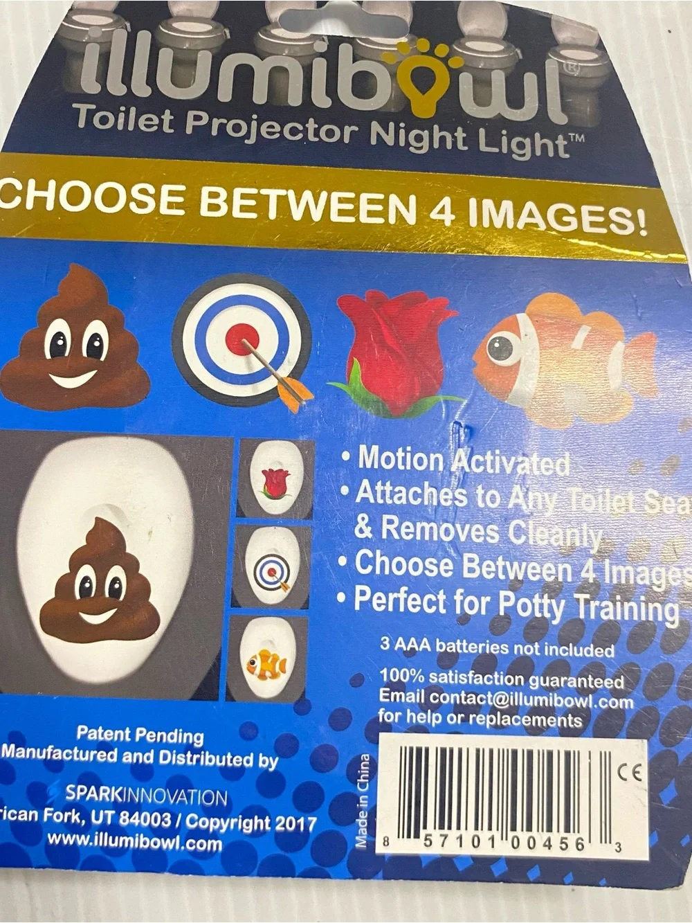 White Toilet Projector Night Light - Motion Activated